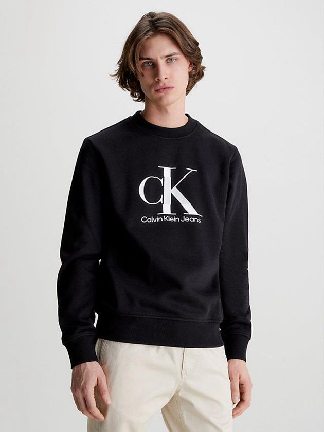 Black Calvin Klein Monogram Men Sweatshirt | TMGE-69547