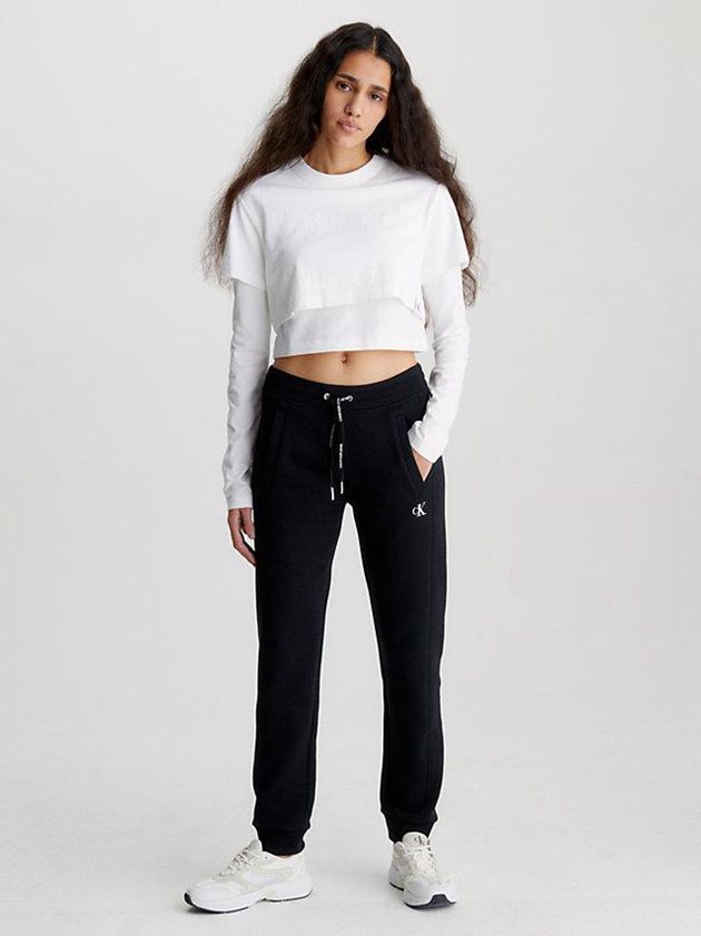 Black Calvin Klein Monogram Women Joggers | XVKD-09485