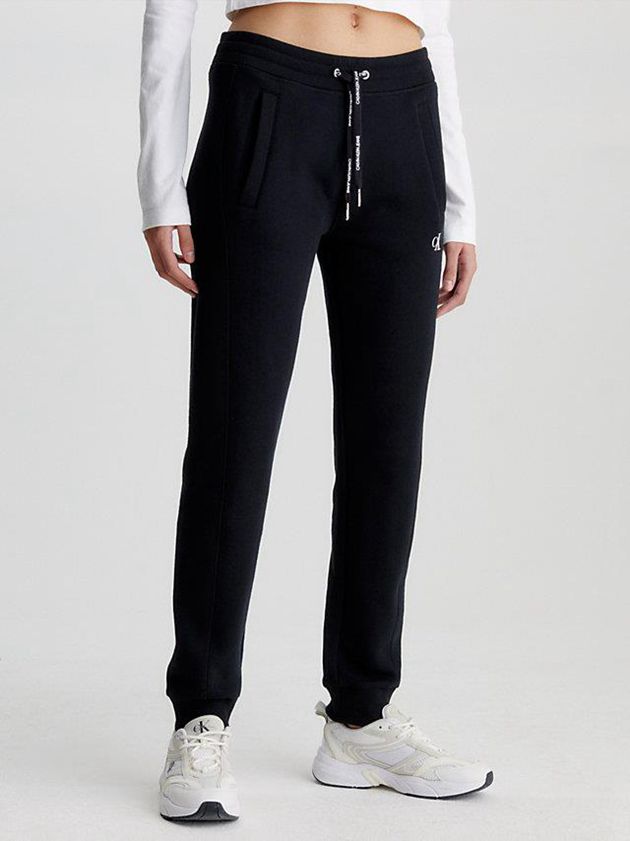 Black Calvin Klein Monogram Women Joggers | XVKD-09485