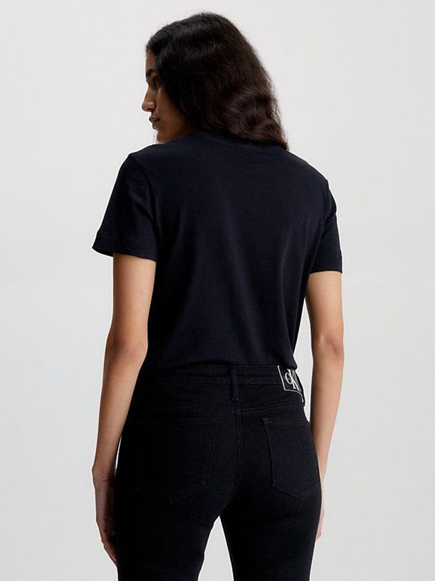Black Calvin Klein Monogram Women T-Shirt | FGTA-67520