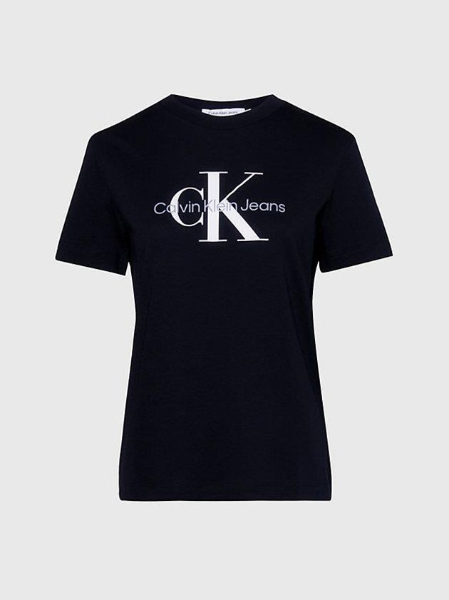 Black Calvin Klein Monogram Women T-Shirt | FGTA-67520