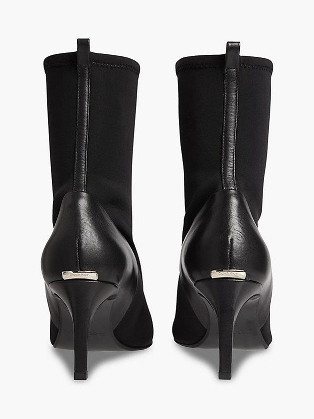 Black Calvin Klein Neoprene And Leather Heeled Ankle Women Boots | JCVI-23697