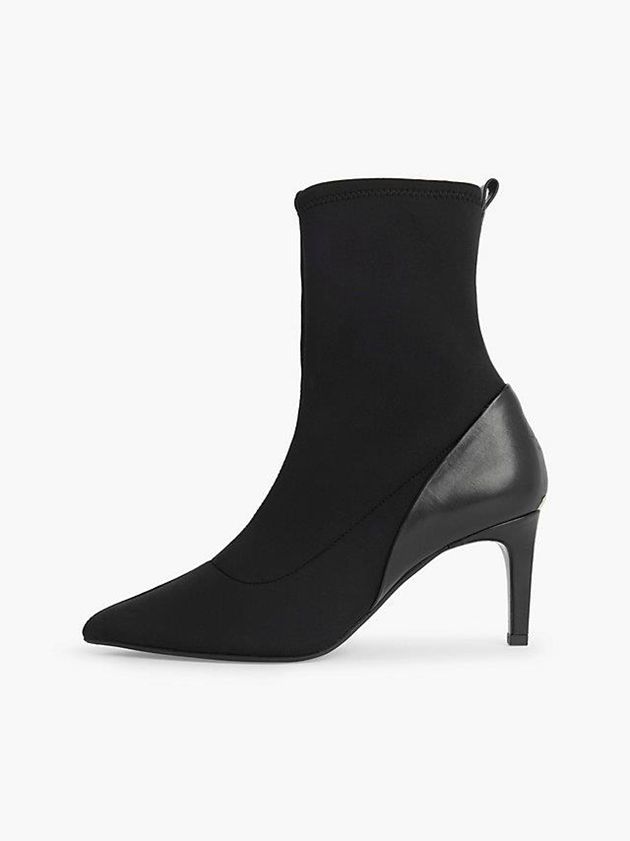 Black Calvin Klein Neoprene And Leather Heeled Ankle Women Boots | JCVI-23697
