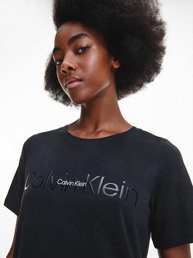 Black Calvin Klein Night Shirt - Embossed Icon Women Top | DAOC-75498