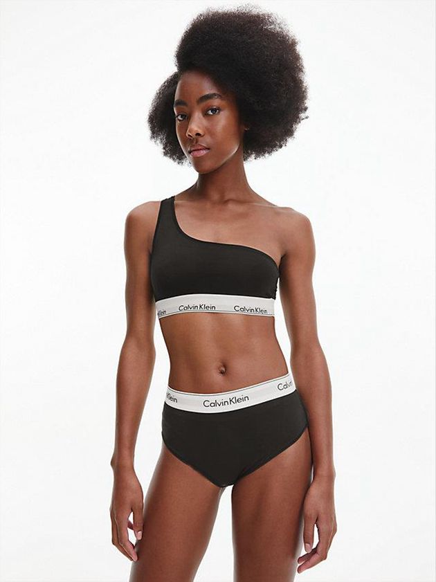 Black Calvin Klein One Shoulder - Modern Cotton Women Bra | WJOB-43106