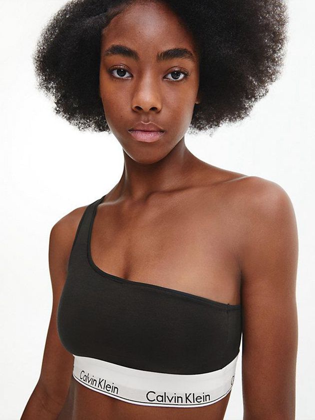Black Calvin Klein One Shoulder - Modern Cotton Women Bra | WJOB-43106