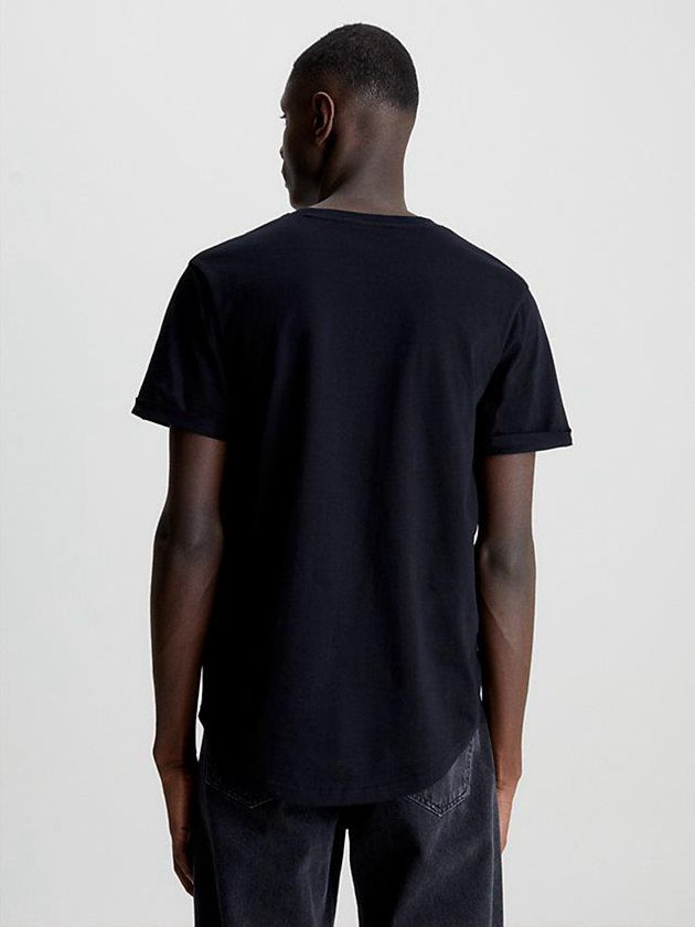 Black Calvin Klein Organic Cotton Badge Men T-Shirt | KZWB-24157