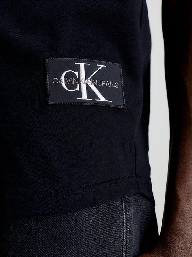 Black Calvin Klein Organic Cotton Badge Men T-Shirt | KZWB-24157