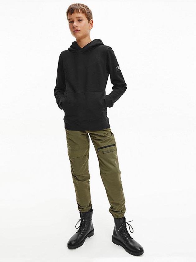 Black Calvin Klein Organic Cotton Badge Boys's Hoodie | FQJX-56312