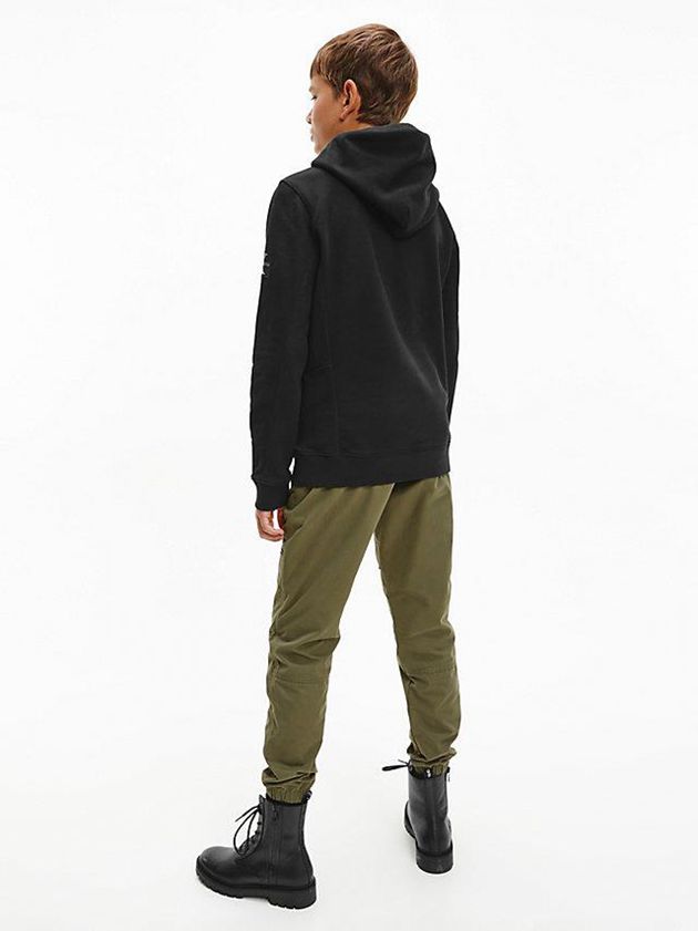 Black Calvin Klein Organic Cotton Badge Boys's Hoodie | FQJX-56312