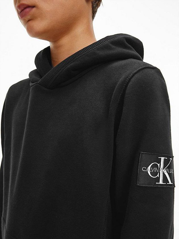 Black Calvin Klein Organic Cotton Badge Boys's Hoodie | FQJX-56312