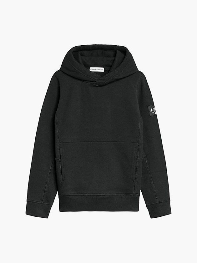 Black Calvin Klein Organic Cotton Badge Boys's Hoodie | FQJX-56312