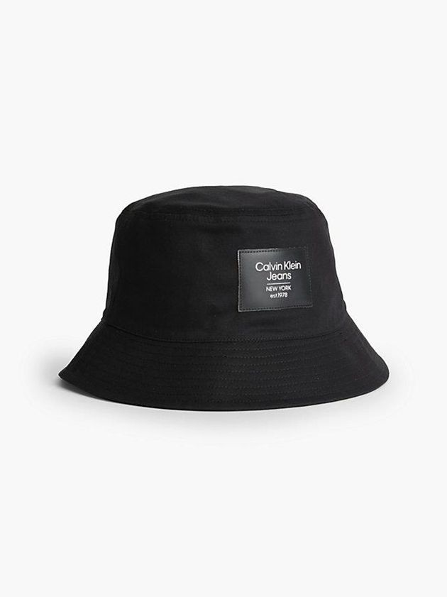 Black Calvin Klein Organic Cotton Bucket Men Cap | QXKS-68942