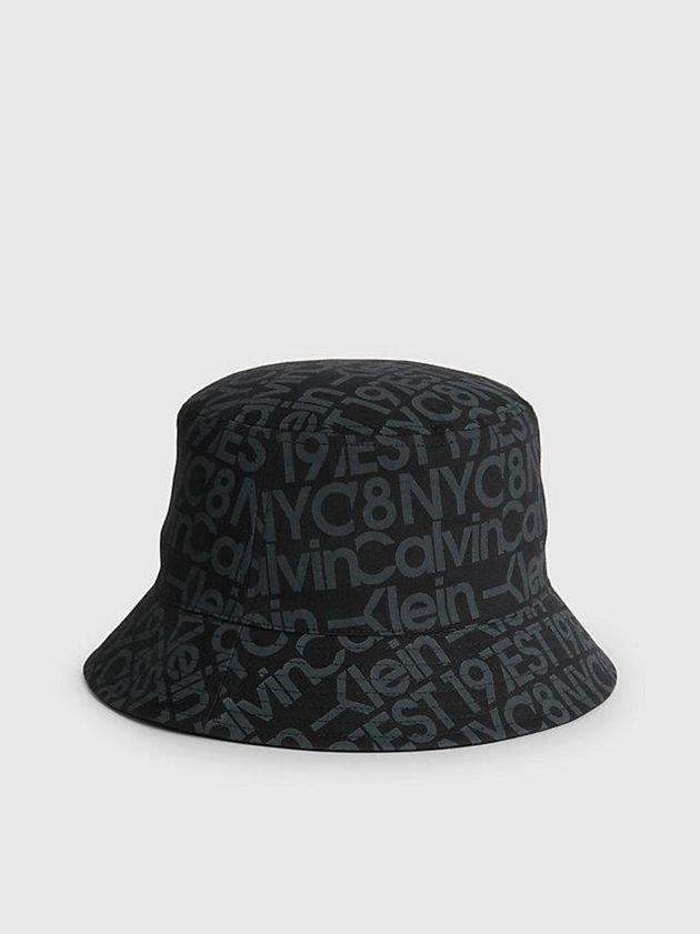 Black Calvin Klein Organic Cotton Bucket Men Cap | FSRA-81496