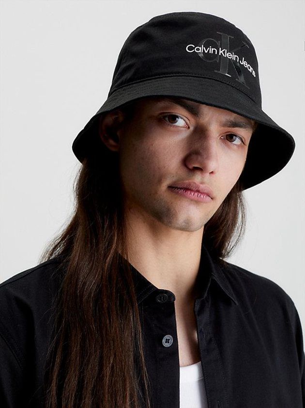 Black Calvin Klein Organic Cotton Bucket Men Cap | MFUO-43267