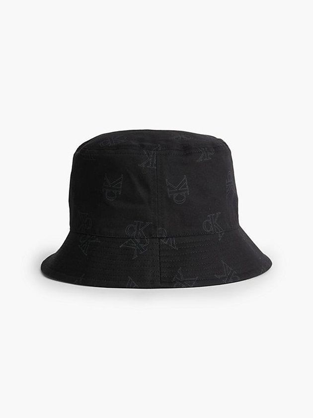 Black Calvin Klein Organic Cotton Bucket Men Cap | DEIO-72153