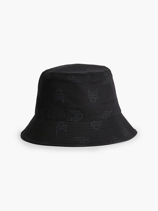Black Calvin Klein Organic Cotton Bucket Men Cap | DEIO-72153