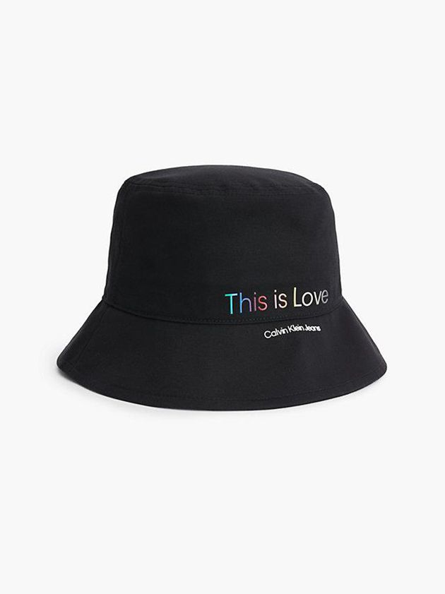 Black Calvin Klein Organic Cotton Bucket - Pride Women Cap | OCLV-94235