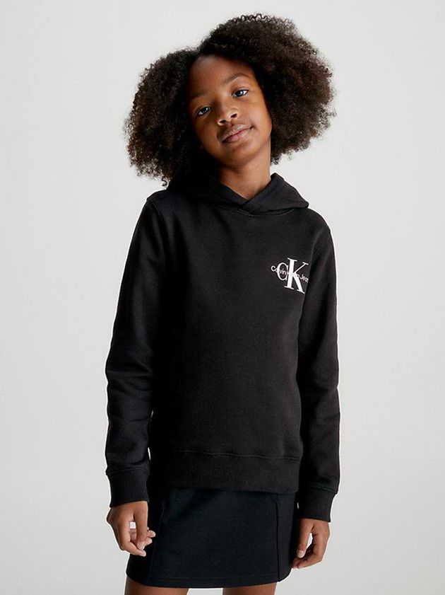 Black Calvin Klein Organic Cotton Girls's Hoodie | CLOU-08127
