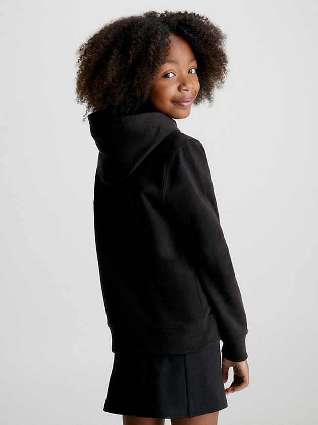 Black Calvin Klein Organic Cotton Girls's Hoodie | CLOU-08127