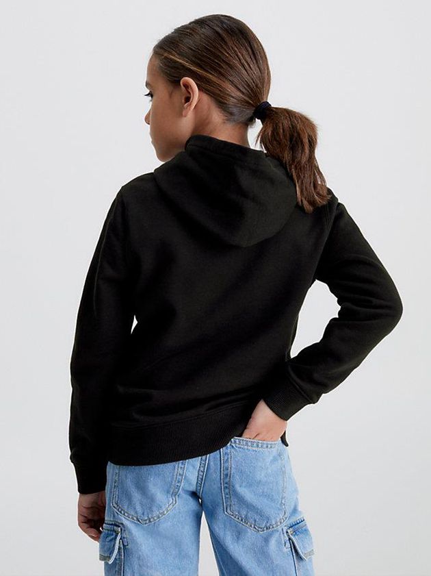 Black Calvin Klein Organic Cotton Girls's Hoodie | CLOU-08127