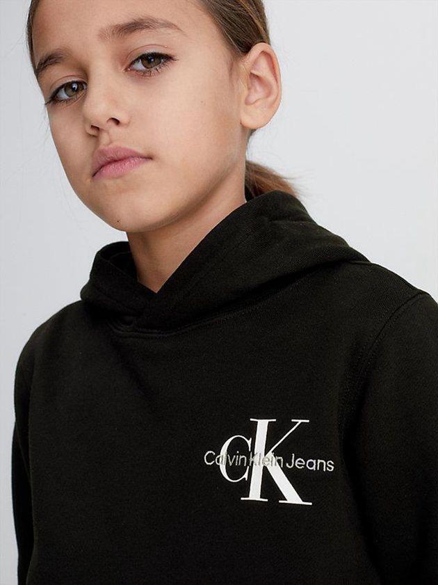Black Calvin Klein Organic Cotton Girls's Hoodie | CLOU-08127