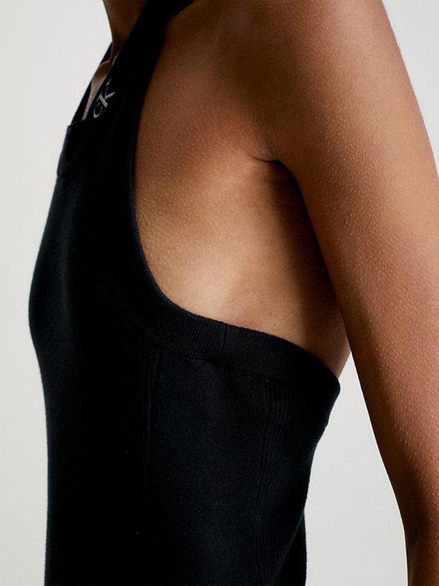 Black Calvin Klein Organic Cotton Halter Neck Women Dress | AGUV-28174