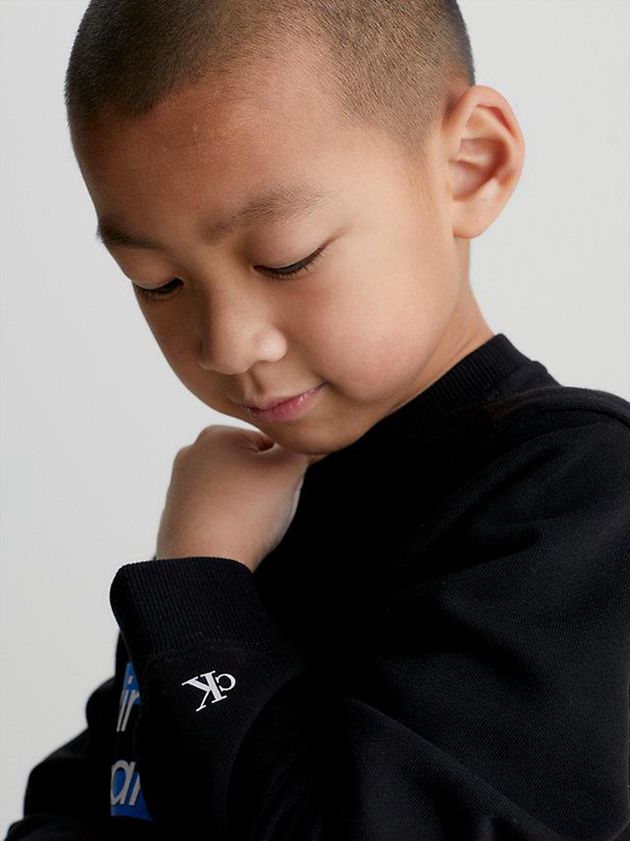 Black Calvin Klein Organic Cotton Logo Boys's Sweatshirt | ISGQ-97321
