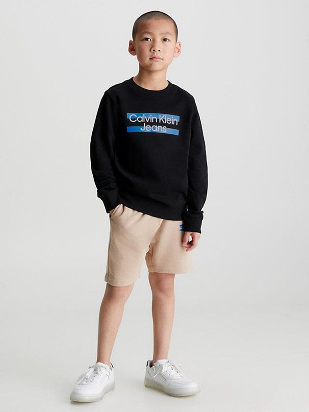 Black Calvin Klein Organic Cotton Logo Boys's Sweatshirt | ISGQ-97321