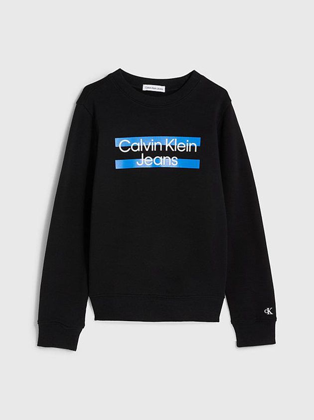 Black Calvin Klein Organic Cotton Logo Boys's Sweatshirt | ISGQ-97321