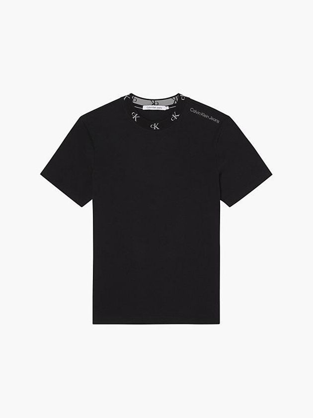 Black Calvin Klein Organic Cotton Logo Collar Men T-Shirt | RQLH-68409