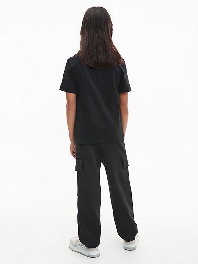 Black Calvin Klein Organic Cotton Logo Girls's T-Shirt | KBHG-23064