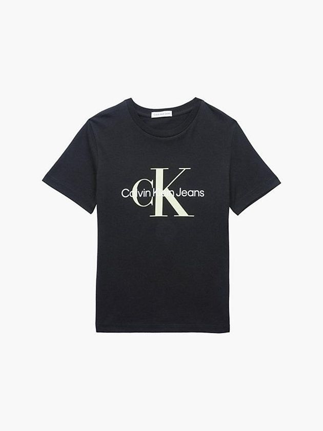 Black Calvin Klein Organic Cotton Logo Girls's T-Shirt | KBHG-23064