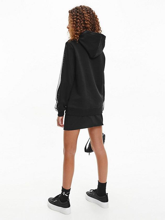 Black Calvin Klein Organic Cotton Logo Girls's Hoodie | IYJO-50912