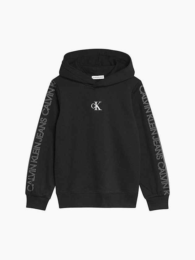 Black Calvin Klein Organic Cotton Logo Girls's Hoodie | IYJO-50912
