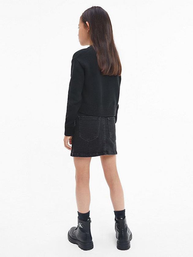 Black Calvin Klein Organic Cotton Logo Jumper Girls's Sweater | PQBM-83906