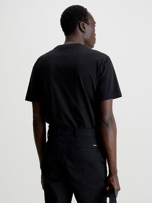 Black Calvin Klein Organic Cotton Logo Men T-Shirt | BHES-17490