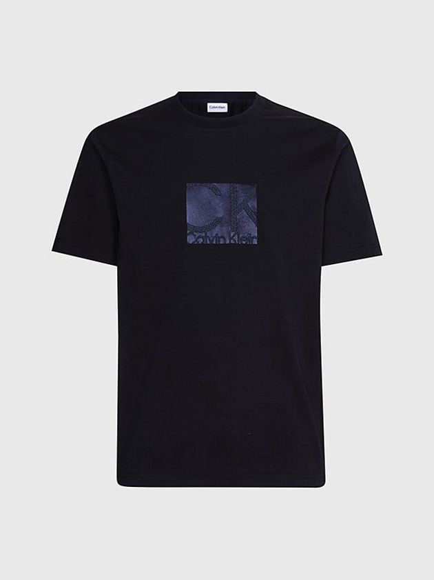 Black Calvin Klein Organic Cotton Logo Men T-Shirt | BHES-17490