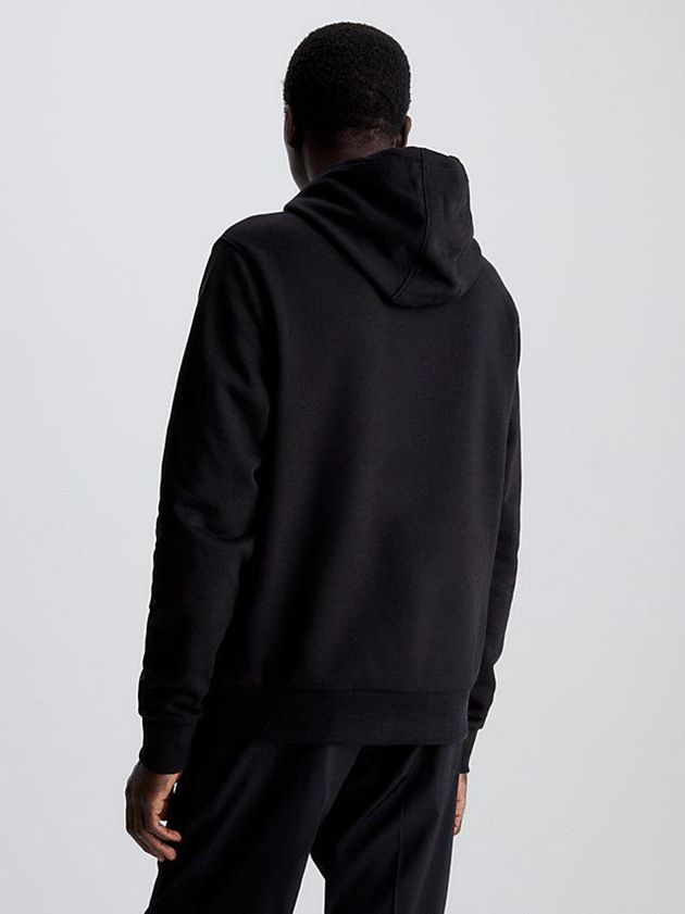 Black Calvin Klein Organic Cotton Logo Men Hoodie | IQRE-17495
