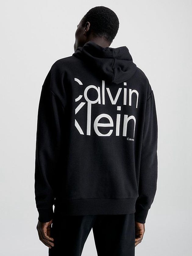 Black Calvin Klein Organic Cotton Logo Men Hoodie | TLEF-87519