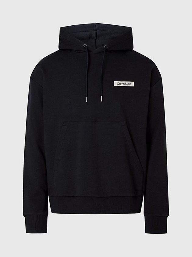 Black Calvin Klein Organic Cotton Logo Men Hoodie | TLEF-87519