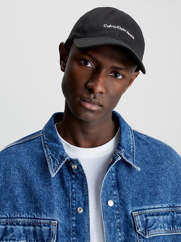 Black Calvin Klein Organic Cotton Logo Men Cap | PQWS-09235