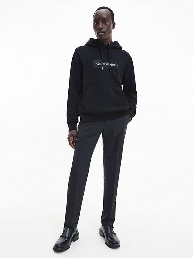 Black Calvin Klein Organic Cotton Logo Men Hoodie | VMQY-28035