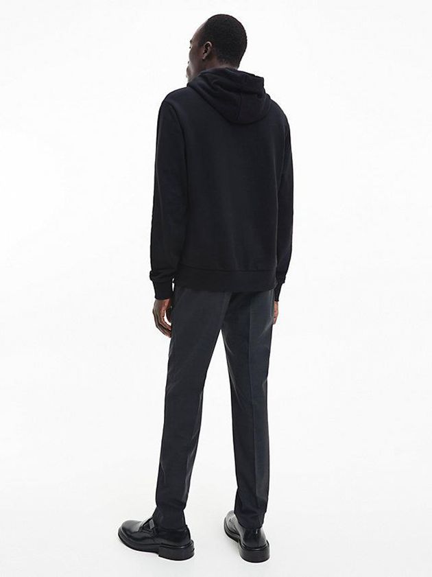 Black Calvin Klein Organic Cotton Logo Men Hoodie | VMQY-28035