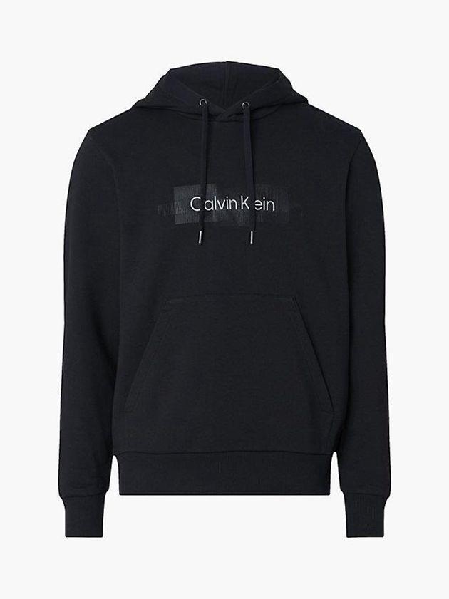 Black Calvin Klein Organic Cotton Logo Men Hoodie | VMQY-28035