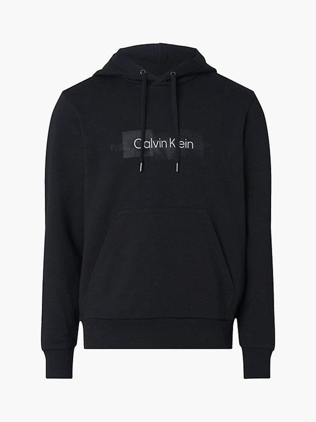 Black Calvin Klein Organic Cotton Logo Men Hoodie | VMQY-28035