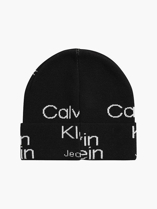 Black Calvin Klein Organic Cotton Logo Women Beanie | PCDK-45078