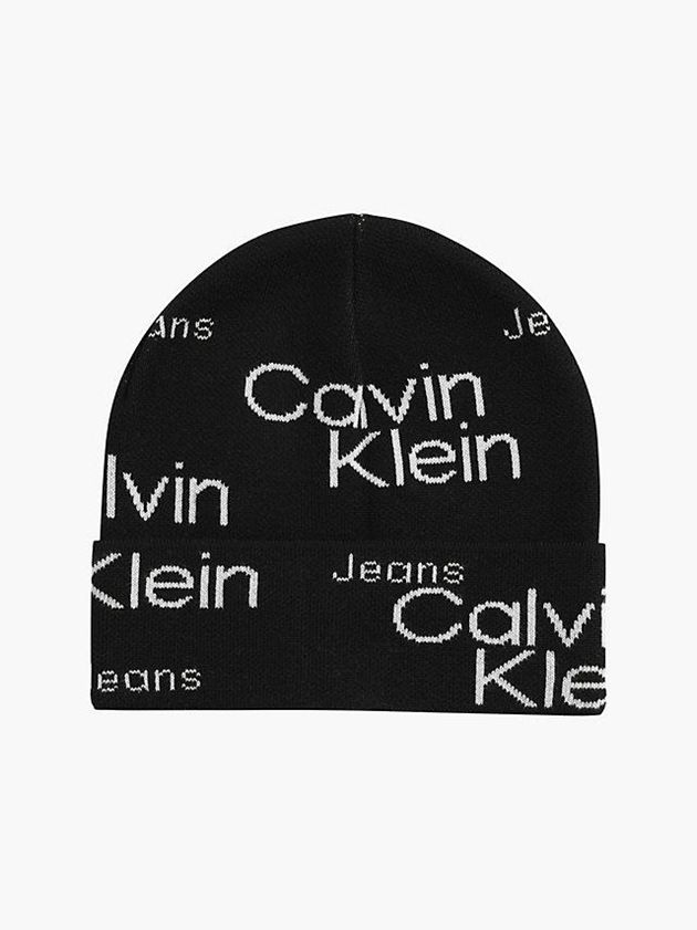 Black Calvin Klein Organic Cotton Logo Women Beanie | PCDK-45078