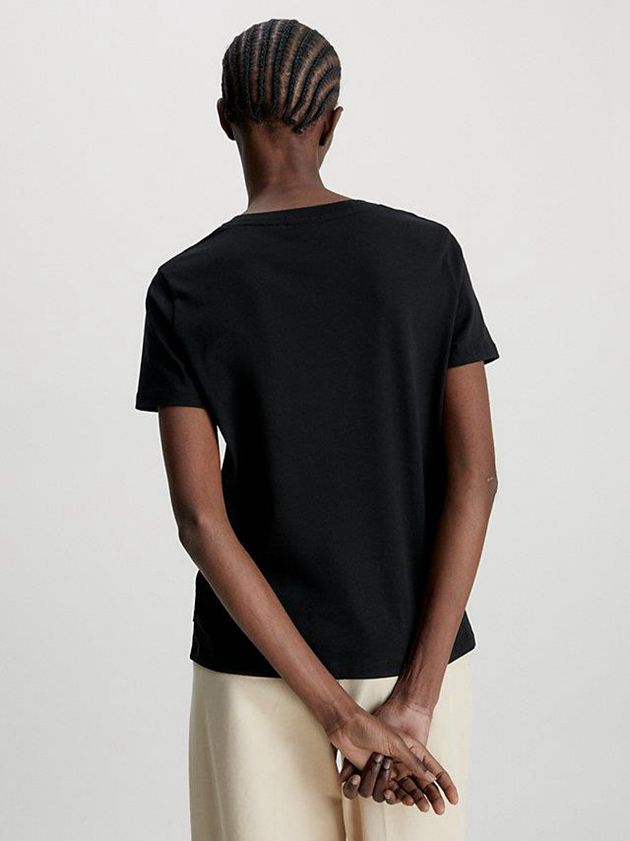 Black Calvin Klein Organic Cotton Logo Women T-Shirt | SIDN-98607
