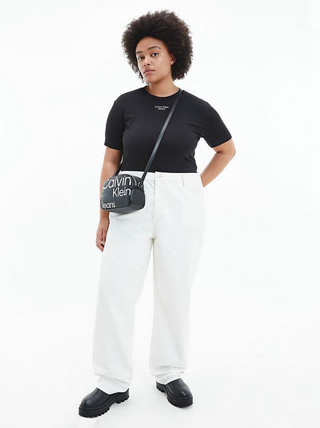 Black Calvin Klein Organic Cotton Logo Women T-Shirt | BTJG-61043